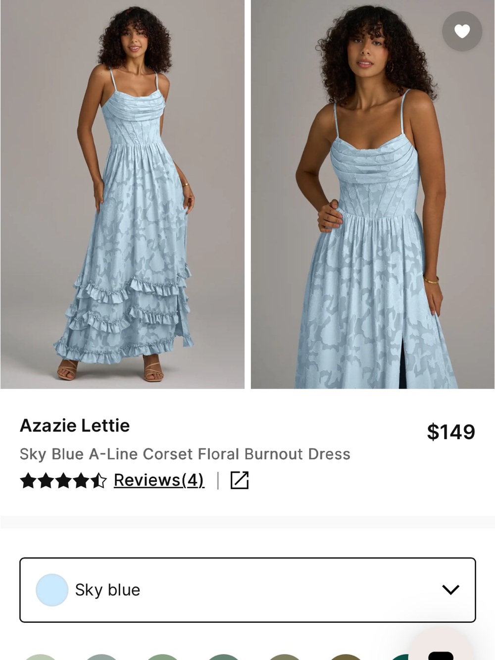 Azazie Sky Blue Floral Burnout Corset Dress - Picture 11 of 13